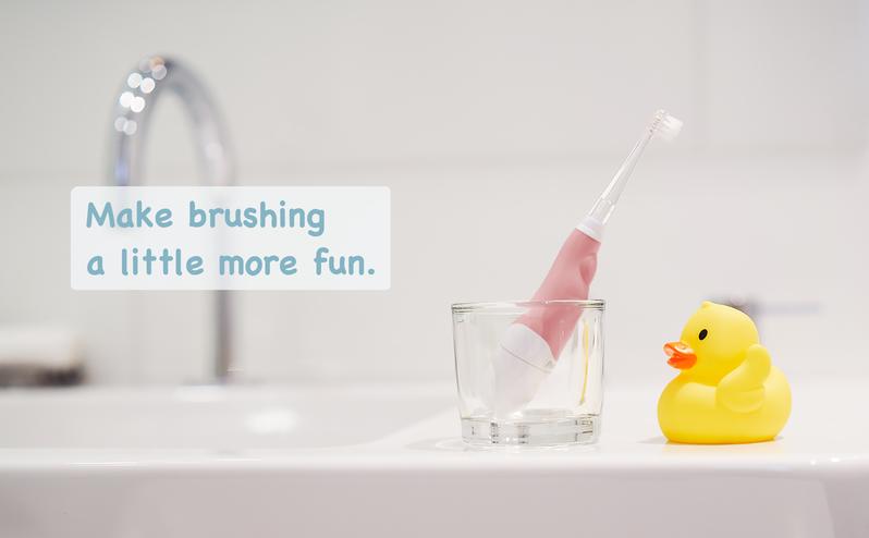 Papablic Baby Electric Toothbrush 0-3 Years, 2-in-1 Auto Brush with FDA Silicone , Dentist Approved for Toddler Teeth Care, Stop Bedtime Fights