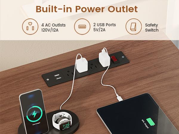 SEDETA 55.1 Inch Farmhouse Electric Standing Desk with 3 Drawers Height Adjustable Executive Office Desk with Storage Cabinet Computer Sit Stand Up Desk with Power Outlets