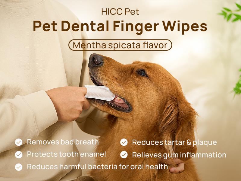 【February Faves】HICC PET Dog and Cat Teeth Cleaning Finger Wipes for Pets:Prevent pet tooth decay and prolong pet life Gentle non-irritating freshens breath whitens gums and strengthens teeth Made with all-natural coconut oil #petlife Cleaner