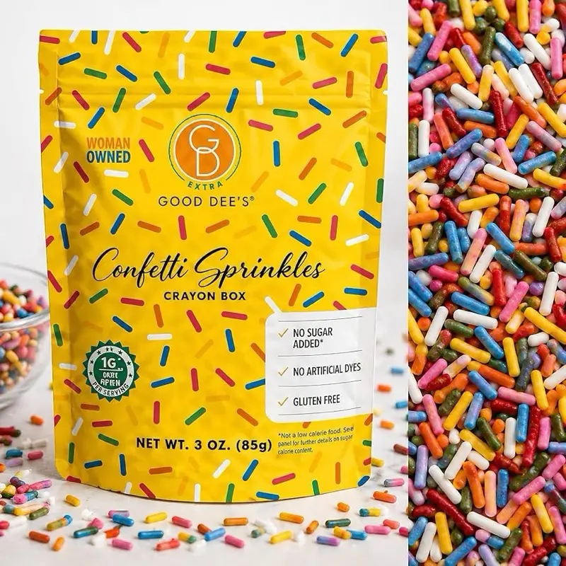 Good Dee’s Sugar Free Confetti Sprinkles – Keto Friendly, Gluten Free, Dye Free Dessert Topping – No Artificial Colors, Low Carb Rainbow Confetti for Cakes, Cupcakes & Cookies (3 oz)
