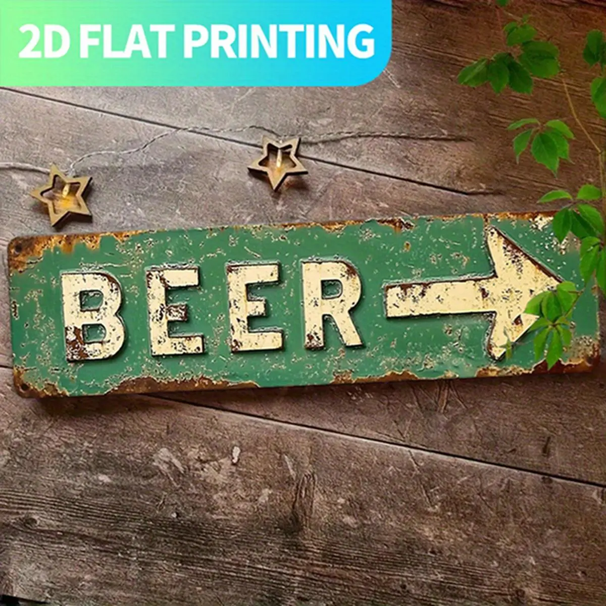 Novelty 1pc 50's Style Retro "BEER" Tin Print Aluminium 2D Flat Wall Sign, 15.7x3.9in Pre-Drilled Easy-to-Hang Saves Setup Time Art, Bar-Cafe Decor Great for Indoor Rooms, Ideal Gift for Friends