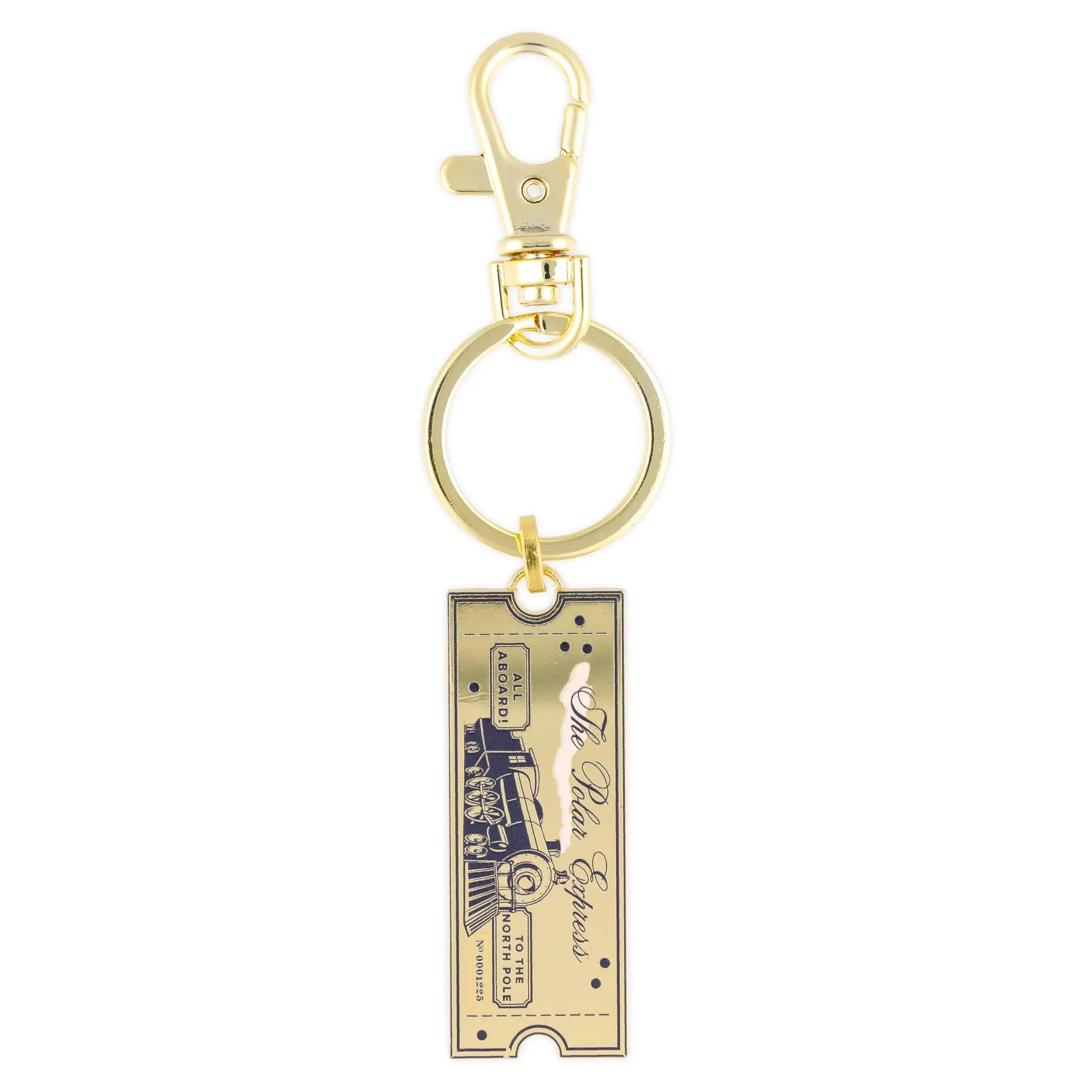 Magic The Polar Express "Believe" Gold Train Ticket Enamel Charm Keychain, Fashion Costume Jewelry Accessory