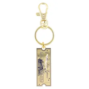 The Polar Express "Believe" Gold Train Ticket Enamel Charm Keychain