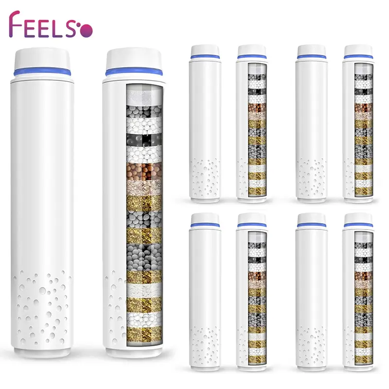 FEELSO 8/4/2-Pack Handheld Shower Head Filter, 18-Stage Hard Water Solution with Replacement Cartridges, Removes Chlorine & Harmful Substances, Bathroom Fixture with Showerhead Filter Replacement