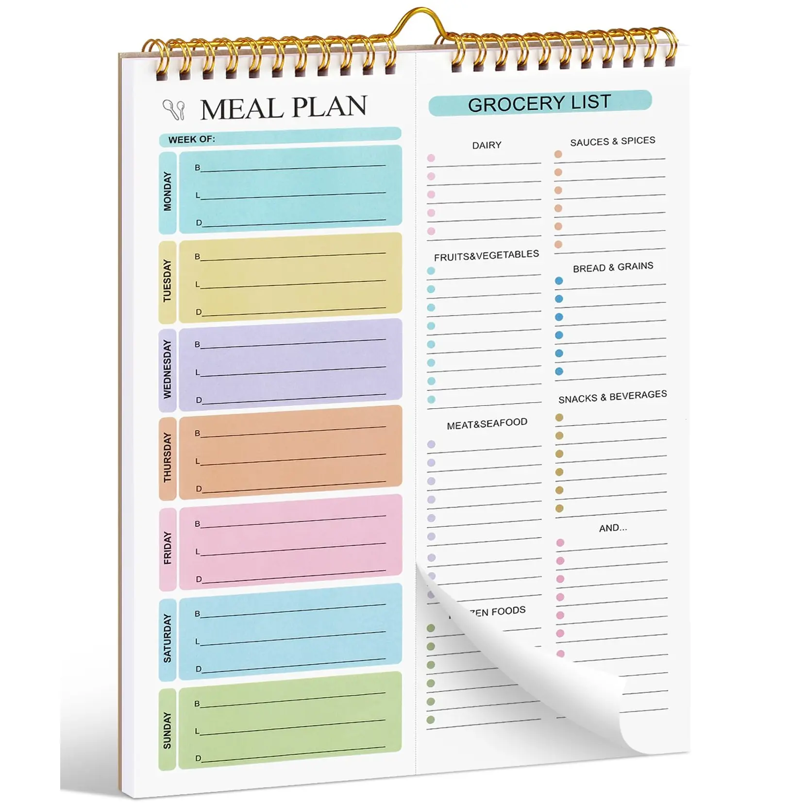 Meal Planner Notebook — 8.5"x11"/5.8" x8.3" Magnetic 50-Sheet Meal & Grocery List Pad, Wall-Mountable Daily & Weekly Menu Planner, Meal Planner For Fridge, Weekly Planner Notepad