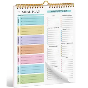 Meal Planner Notebook — 8.5"x11"/5.8" x8.3" Magnetic 50-Sheet Meal & Grocery List Pad, Wall-Mountable Daily & Weekly Menu Planner