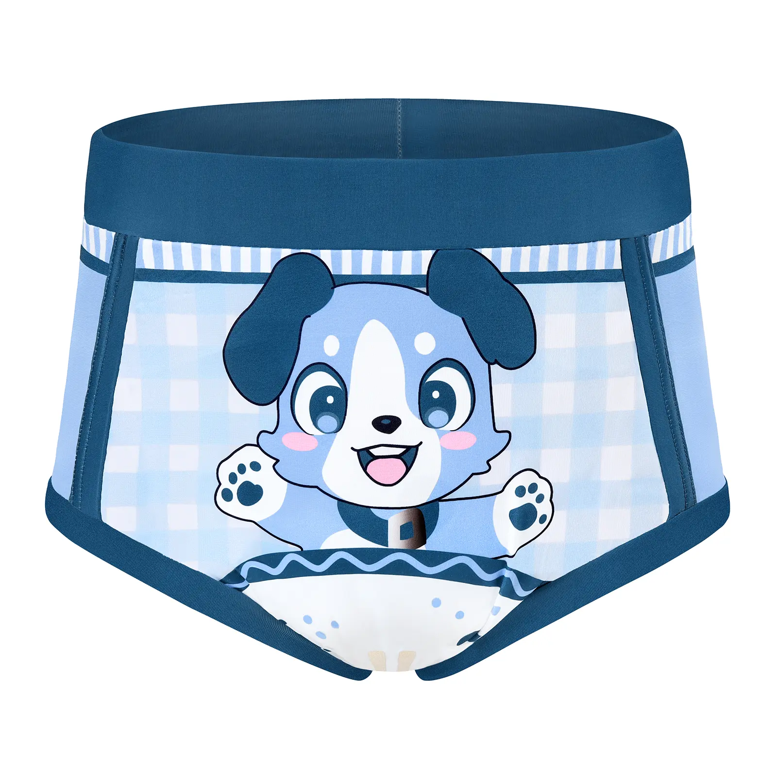LITTLEFORBIG High-Waisted Adult Training Pants, Soft Fit Waterproof and Reusable Panties with Elastic Waistband, Little Blue, High Rise Panties