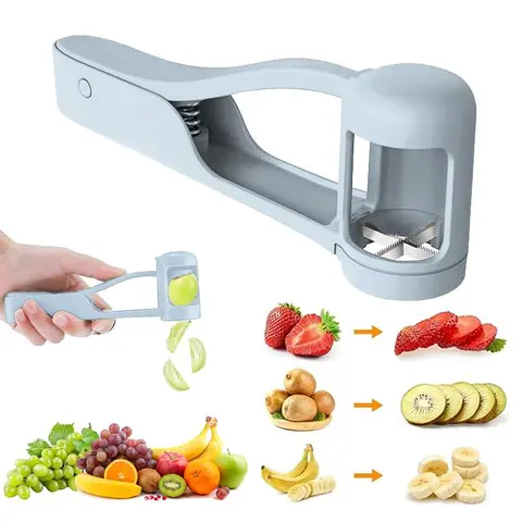 Grape Cutter for Toddlers & Kids - Stainless Steel Cherry Tomato Slicer - Quartering Tool for Grapes, Strawberries & Pitted Cherries - Kitchen Gadget for Baby Fruit Salads & Cake Decorating