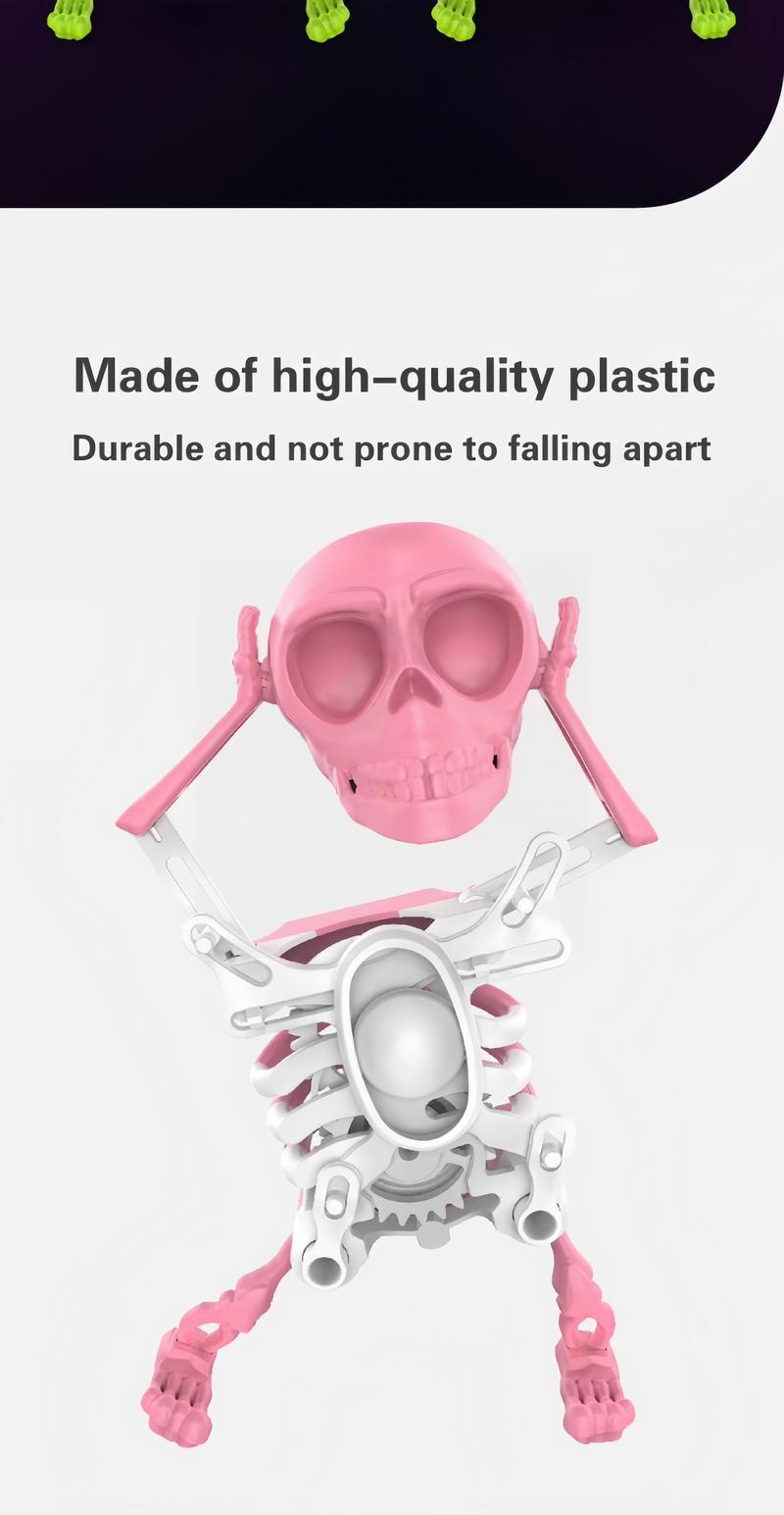 Wind-Up Dancing 3D Skeleton Toy | Poseable Plastic Doll with Movable Limbs | Battery-Free Fidget Toy for Stress Relief