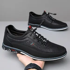 Men's Sleek Business Casual Shoes - Dual Buckle Closure, Solid Color for All Seasons