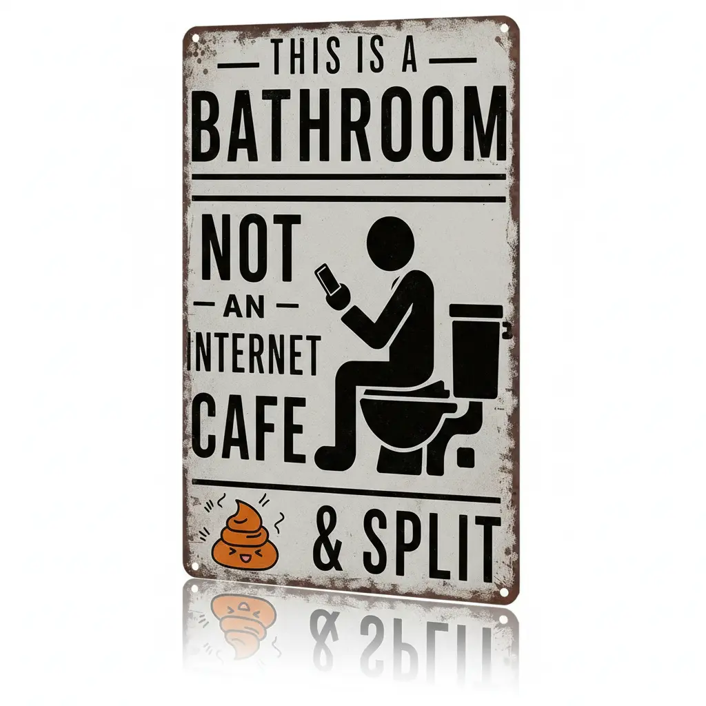 Funny Bathroom Wall Decor Metal Sign Vintage This Is A Bathroom Not An Internet Cafe Tin Wall Art For Washroom Toilet Farmhouse Home Office 8 X 12 Inch