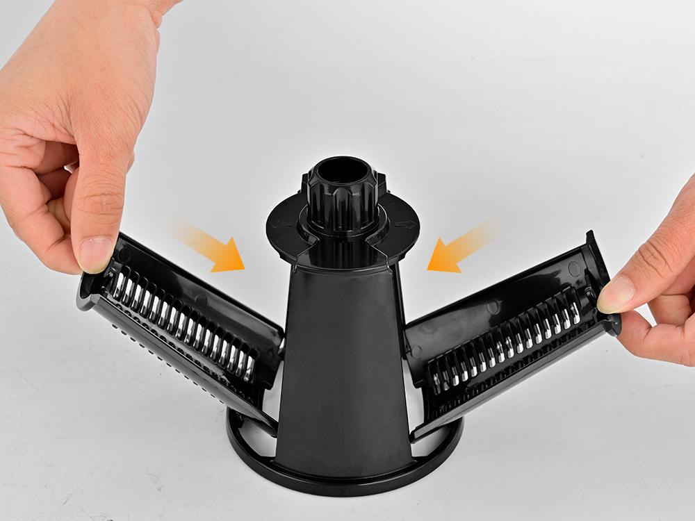 SUSTEAS Stainless Steel Rotary Cheese Grater with Handle - Comes with 5 Blades, Powerful Suction Cup Base, Comes with Blade Storage Box Cutlery Kitchen Utensil Vegetable Cutting Slicer Vegetable Cutter