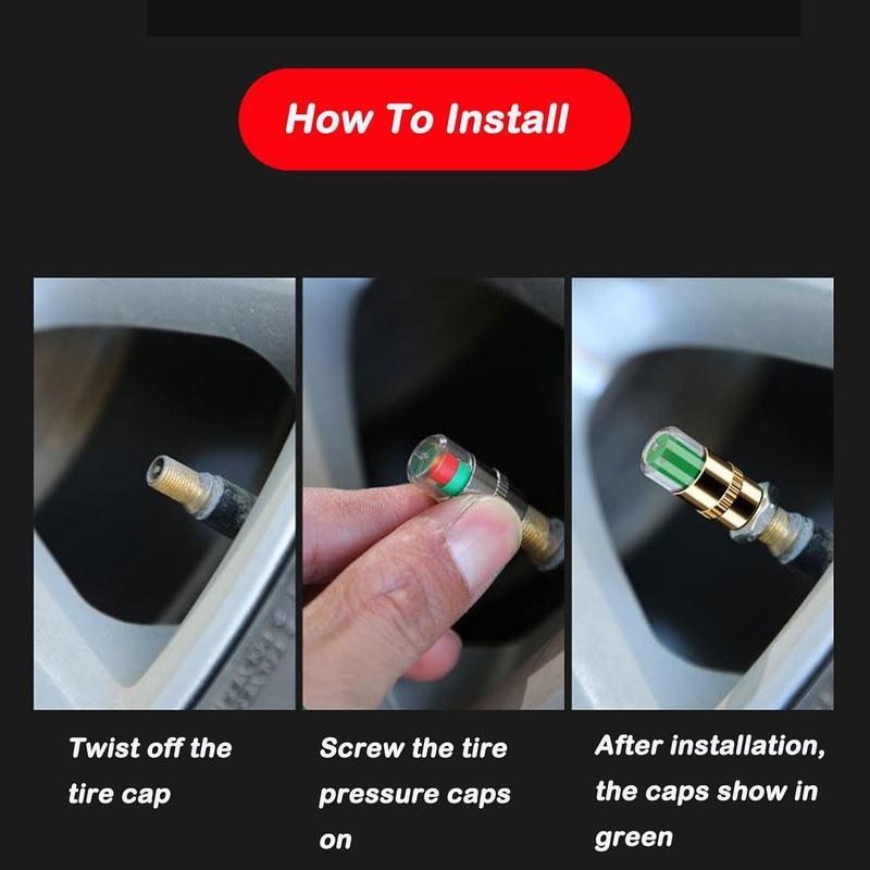 4 PCS Car Auto Tire Pressure Monitor Valve 3 Color Eye Alert External Tire Pressure Monitor Detection for Medium-Sized Small Motorbikes Bicycles Automotive Vehicle Tool 4 PCS Car Auto Tire Pressure Monitor Valve 3 Color Eye Alert External Tire Pressure Monitor Detection for Medium-Sized Small Motorbikes Bicycles Automotive Vehicle Tool