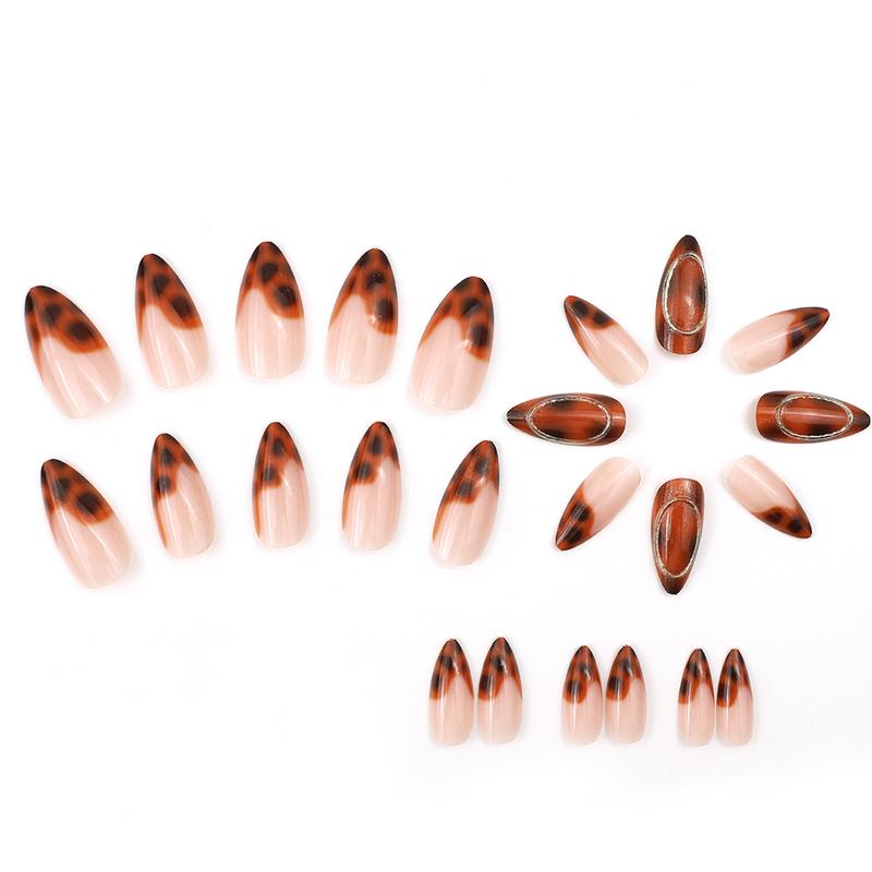 24pcs Medium Almond Nail Tips Set,Glossy Press-On Acrylic Nails, EasyWear French Manicure, Perfect forWomen and Girls Daily Use Sea Blue Cat Eye Magnetic Polish Salon Quality Reusable glossy manicure Wearable Mixed Color Acrylic Nail Set winter holiday vi