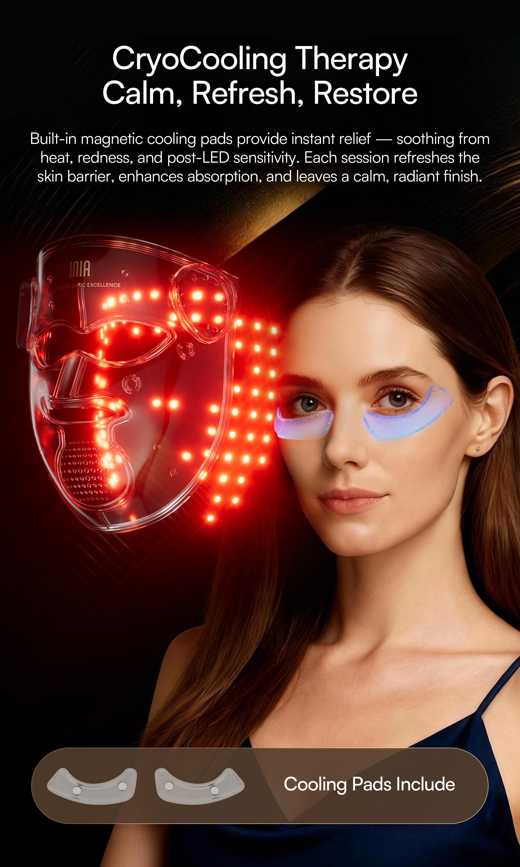 INIA GLOW 940 nm 4D LED Mask – Dual NIR 940 + 850 nm Deep Penetration for Deeper Repair, Visible Lift & Lasting Radiance, 4D Fit for Jawline Lift & Firm, Cooling Therapy, Wireless Comfort, Best Christmas Gift Ideas