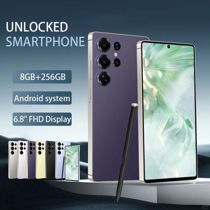 8+256GB Unlocked Smartphone, 6.8" HD+ Display, I24 5G Ultra Unlocked Phone, Built in Pen, 6000mAh Battery /Face ID+Fingerprint Lock/Dual SIM