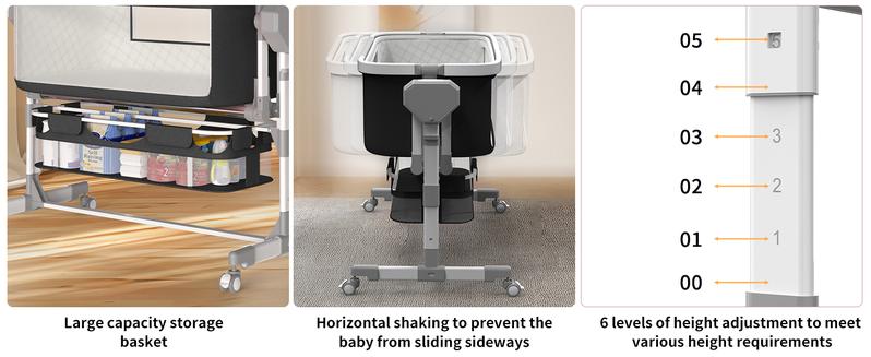 Electric Baby Bassinet with 5 Rocking Motions 6 Height Adjustments 4 Lullabies Bluetooth 5.0 360° Silent Wheels for Newborns Unisex Stable Swing Bedside Sleeper Modes