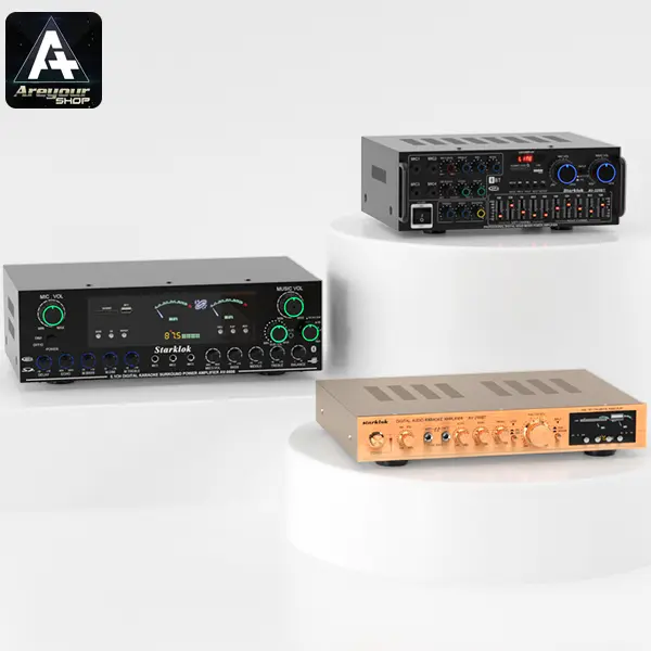 Areyourshop Black/Gold Power Amplifier with EQ Bluetooth5.0 & Remote Control - USB/Disk/SD Playback for Home Cinema Party Car Conference