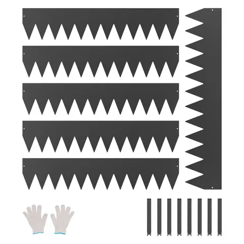 【FathersDayGift】VEVOR Steel Landscape Edging,  6 Packs 40 x 8 in Rust-Resistant Metal Landscape Edging, Bendable Garden Edging Border, Heavy Duty Lawn Edging, Easy-to-Install, Flower Bed Yard Pathway Divider Black