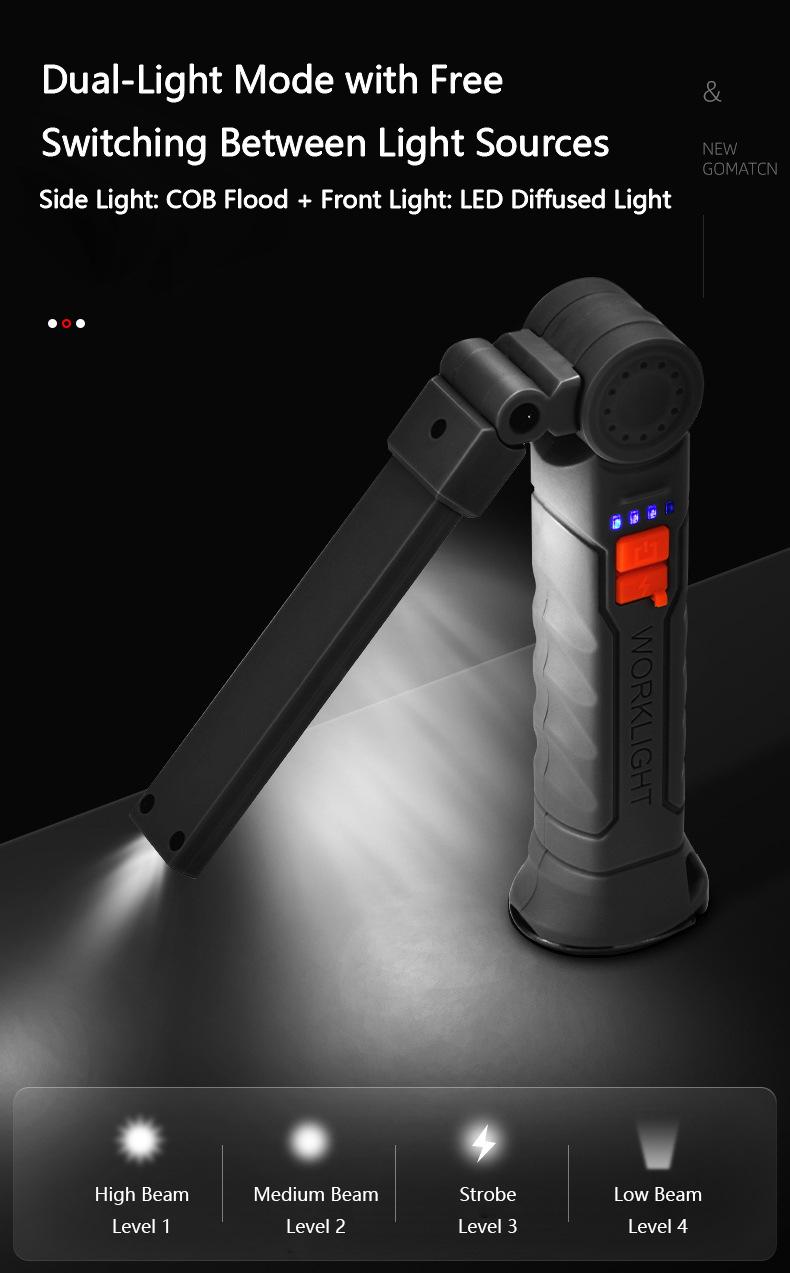 Rechargeable Work Lights, LED Work Light with Magnetic Base & Hanging Hook, 360°Rotate, Tool Gifts for Men