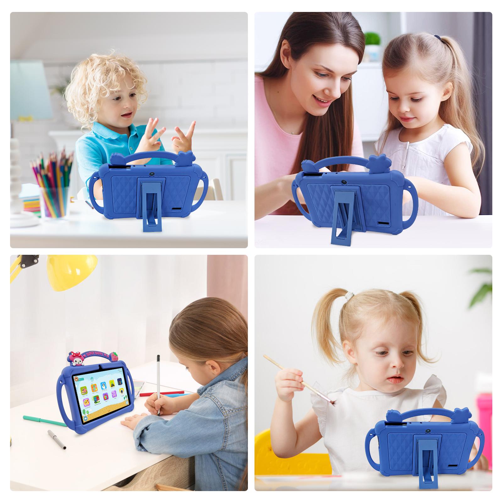 [February Faves] PRITOM Kids Tablet 7 inch Android 13 Bluetooth WiFi HDScreen with Protective Case Parental Control System Dual Cameras Pre Installed Educational Apps Ideal Learning Tablet for Boys and Girls Pink Blue Best Gift For Kids