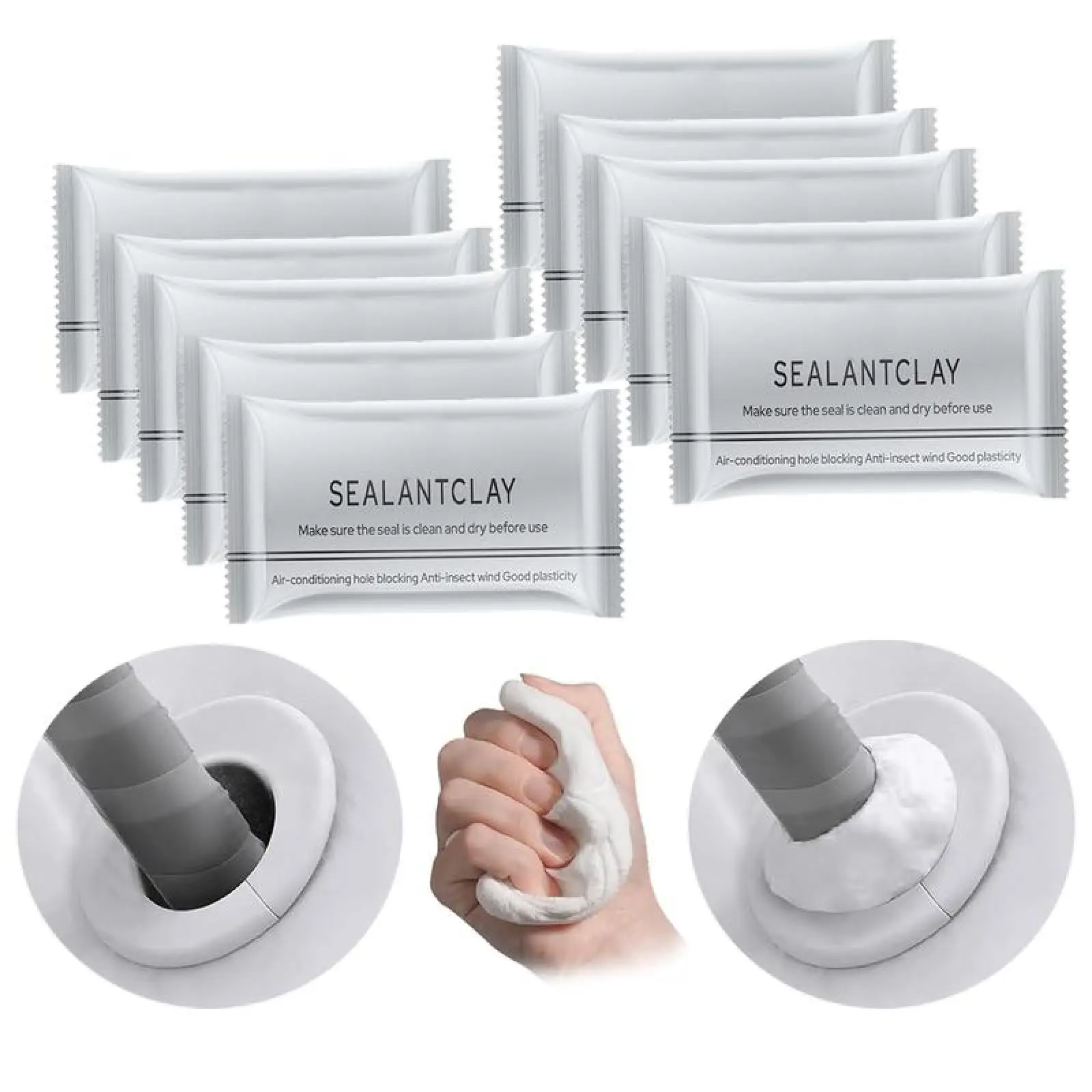 10-Count Waterproof Sealant Mastic Clay Filler - Easy to Shape and Apply, Clean and Dry Before Use, for Plumbing Drain Connection, Wall Crack Repair - Convenient 10count Adhesive Sealant for Hardware Repairs, 10 Counts