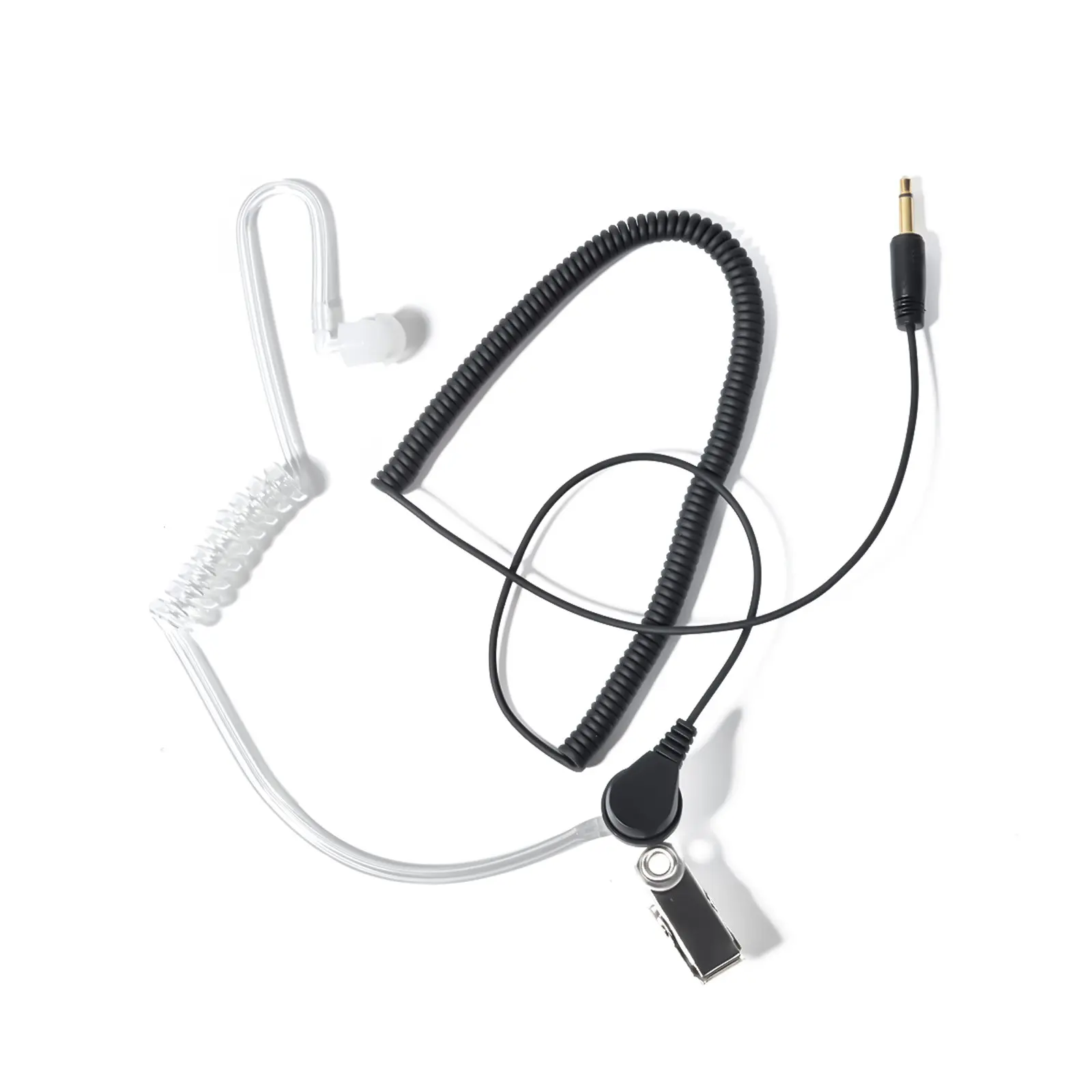 Receiver/Listen ONLY Surveillance 3.5mm Headset Earpiece with Clear Acoustic Coil Tube Earbud Compatible with Two-Way Radios, Transceivers and Radio Speaker Mics Jacks  for Security, Police and Law Enforcement Use Wired Headset