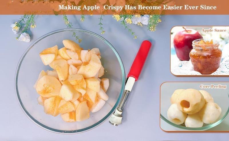 2-in-1 Fruit & Vegetable Core Remover & Peeler Stainless Steel Tool Quick Easy Core Removal for Apples Pears More Portable Compact Kitchen Utensil