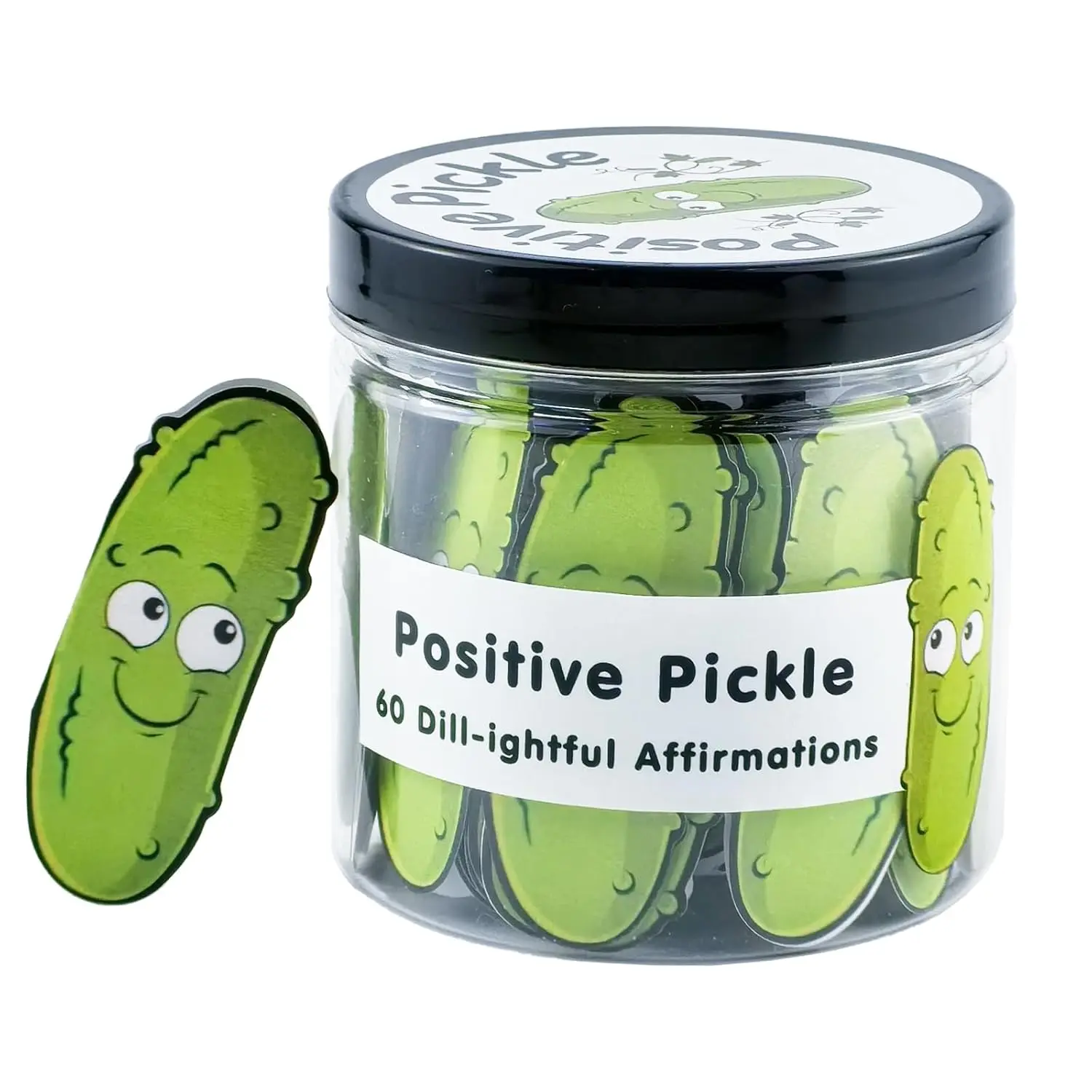 Emotional Support Pickle Jar with 60 Positive Affirmation Cards - Positive Pickle Gifts for women - Affirmation Pickles Anxiety Relief, Unique Desk Accessories, Stress Relief Decoration