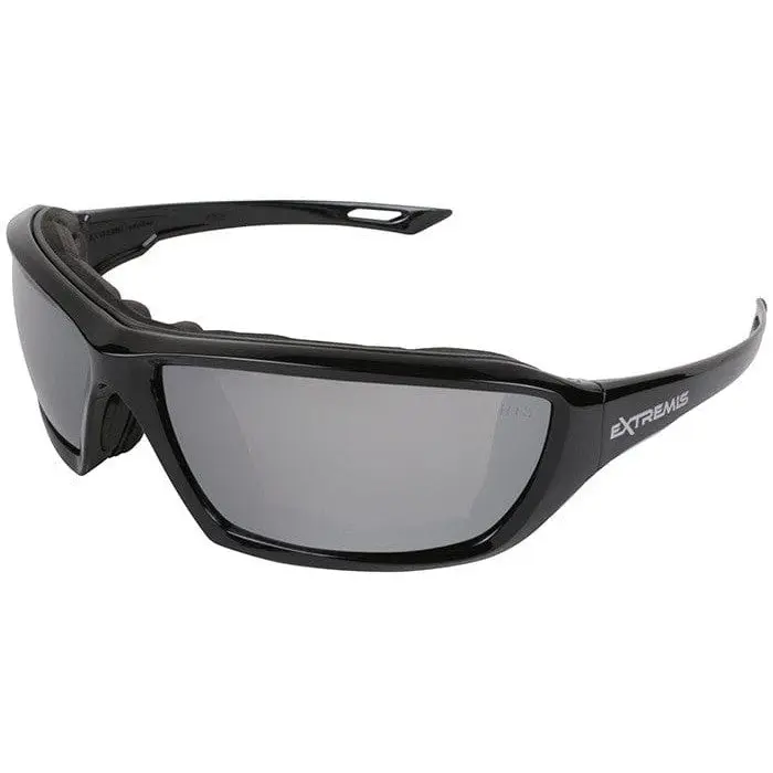 Radians Extremis Safety Glasses - Black Frame, Silver Mirror Anti-Fog Reflective Lenses, Foam Gasket Seal, Safety Gear, Construction Glasses, Advanced Eye Protection with Extra Protection Against Dust for Work & Home Improvement