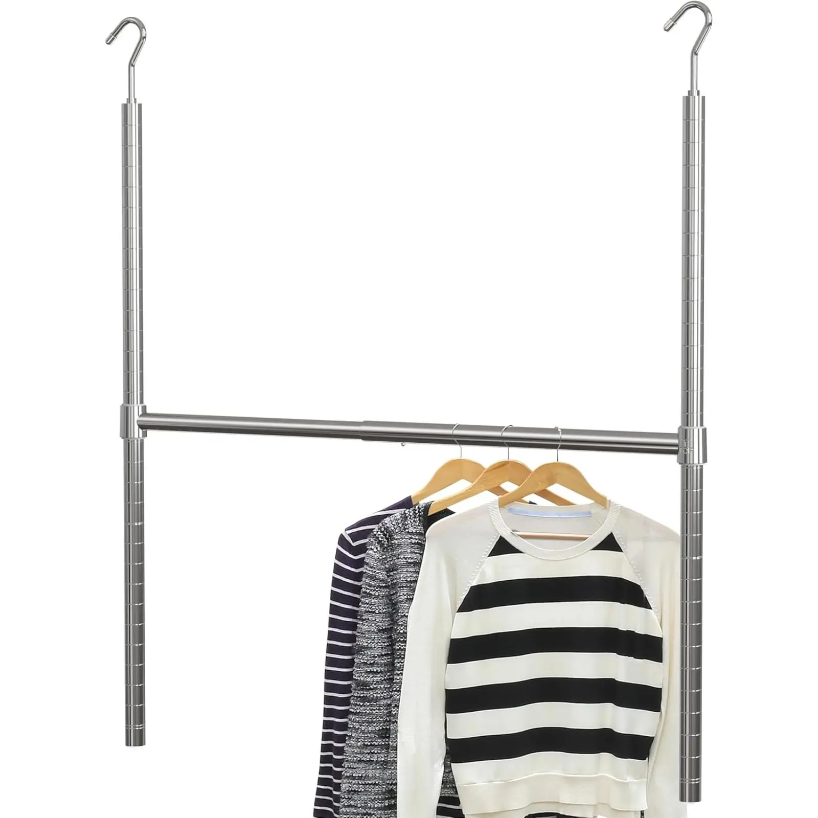 ClosetHack Adjustable Closet Hanging Rod Chrome Double Rod 35" Height 30" Width Rust Resistant Steel Space Saving Solutions for Efficient Clothing Storage