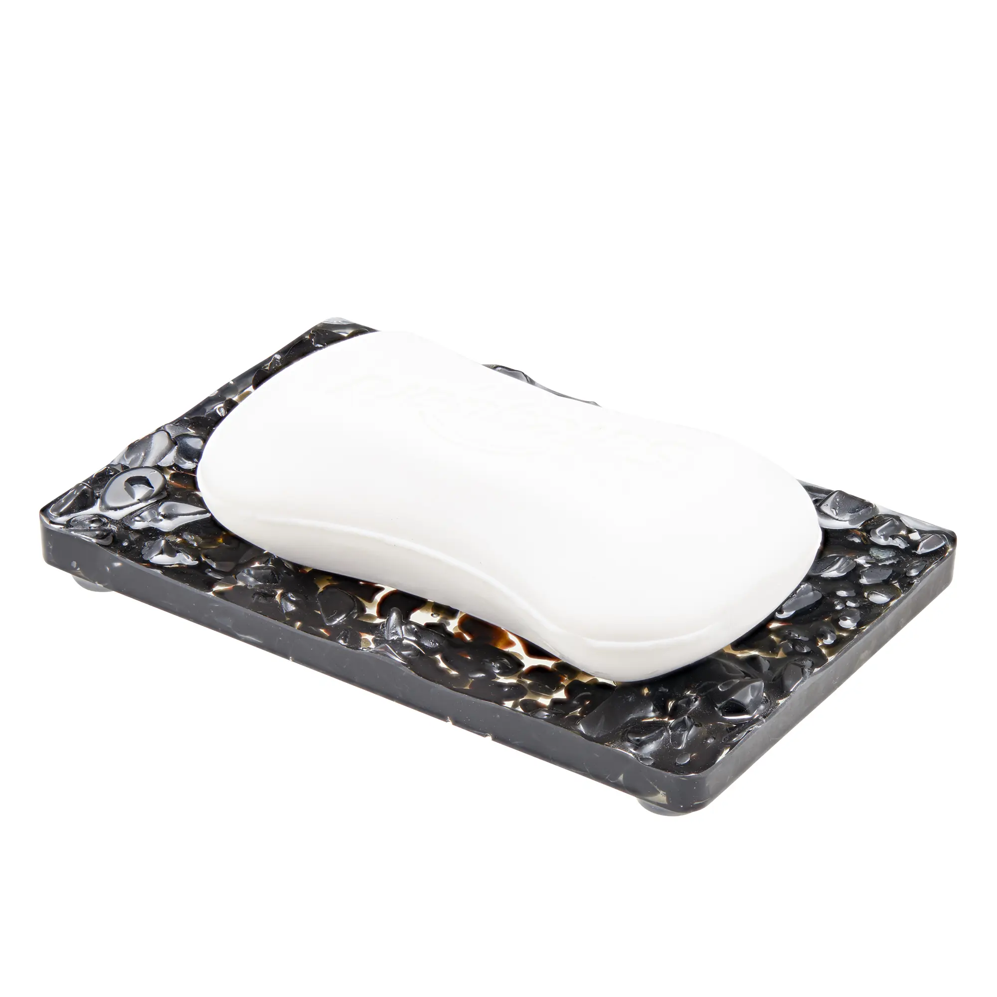 Obsidian Soap Rack,LuxeResin Soap Holder, Modern Resin Soap Dish, Durable Tortoiseshell Design, Bathroom Vanity Accessory
