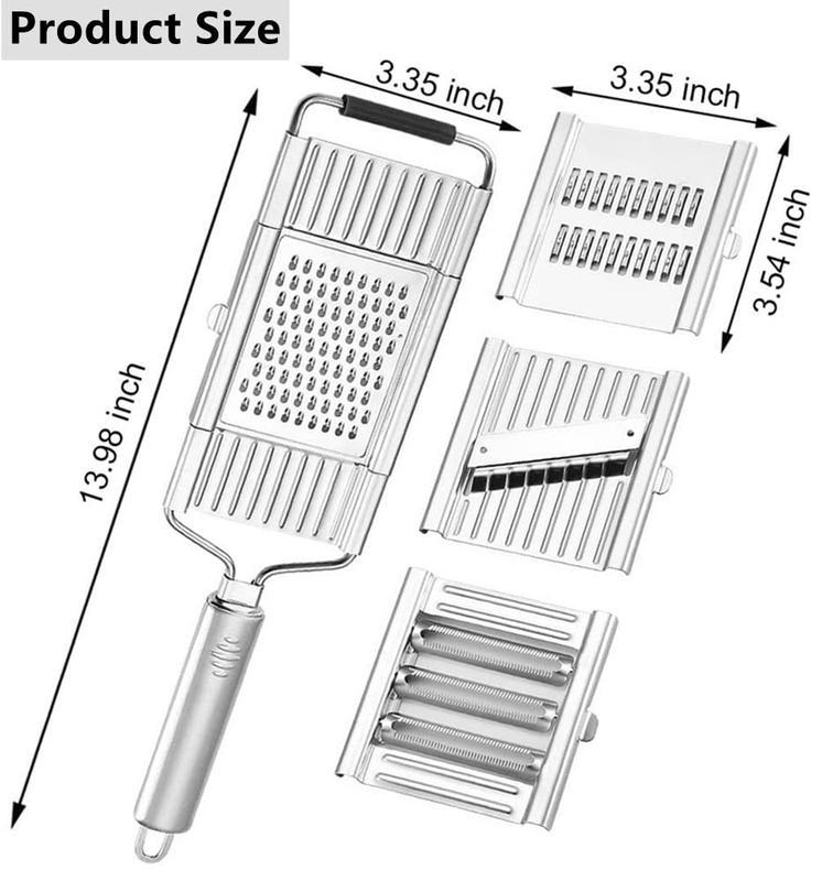 Stainless Steel 4 in 1 Multi-Purpose Vegetable Slicer,with 4 Adjustable Blades for Various Vegetables，An excellent gift choice for Christmas and New Year.