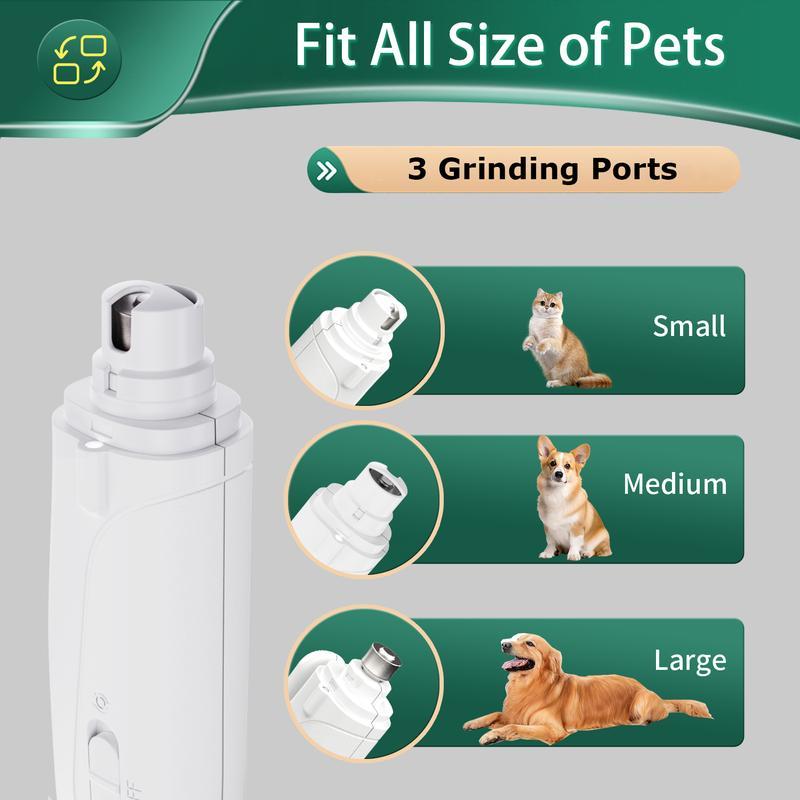 Pet nail grinder, multifunctional dog nailtrimmerand cat nail trimmer kit, ultra quietelectric petnail grinder, rechargeable, suitable fortrimmingsmall and large dogs, with a 4-hourbattery life pet hair