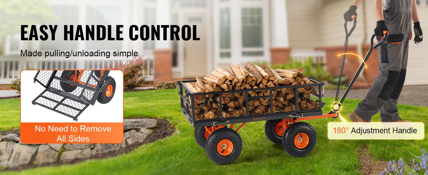 VEVOR Metal Garden Dump Cart with Easy to Assemble Frame, TikTokShopBlackFriday, Dump Wagon with 2-in-1 Convertible Handle, Utility Wheelbarrow Max 880 lbs Capacity, 10 inch Tires VEVOR Metal Garden Dump Cart with Easy to Assemble Frame, TikTokShopBlackFriday, Dump Wagon with 2-in-1 Convertible Handle, Utility Wheelbarrow Max 880 lbs Capacity, 10 inch Tires