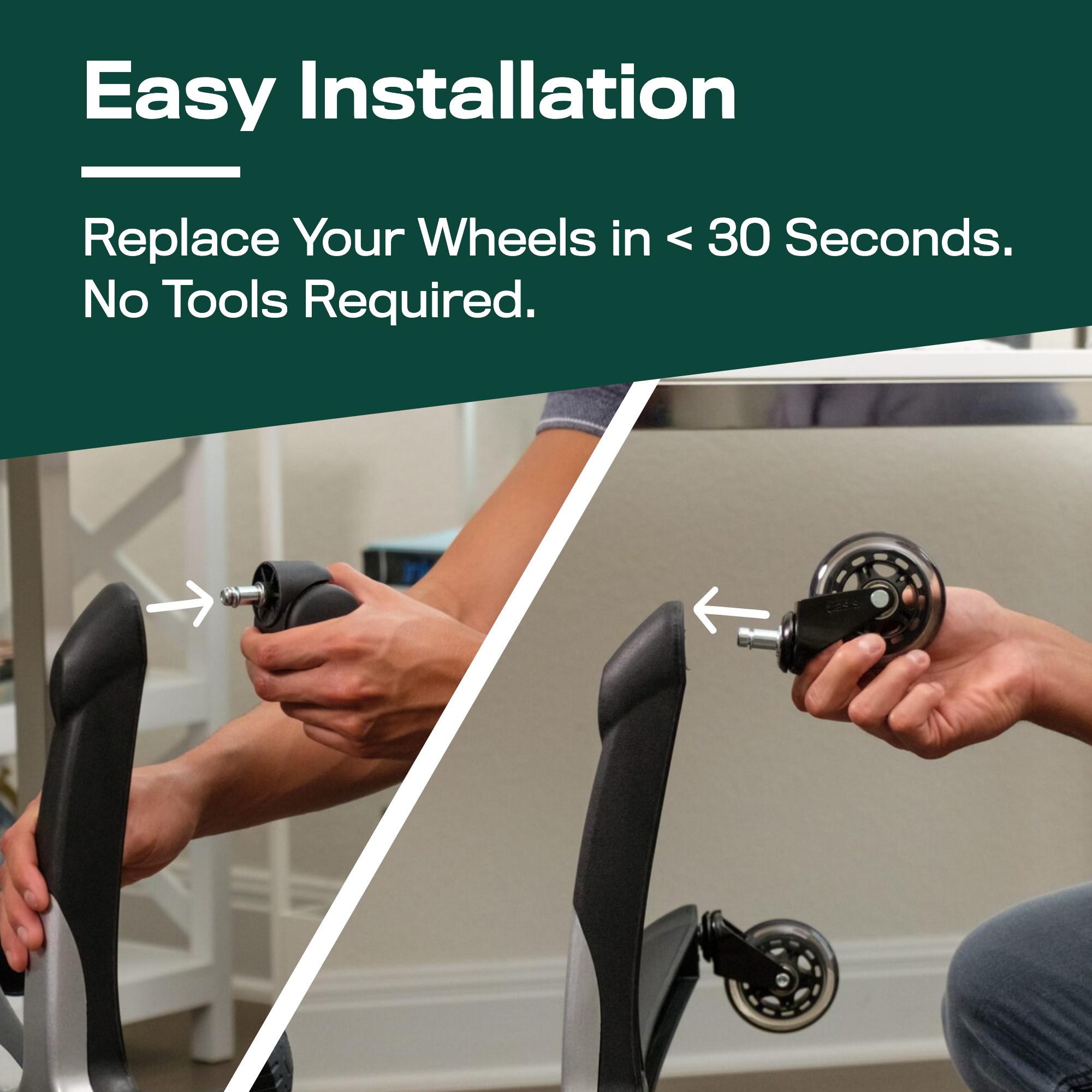 The Office Oasis - Original Rollerblade Office Chair Wheels (As Seen On PBS), Easy Installation with Universal Fit - Set of 5