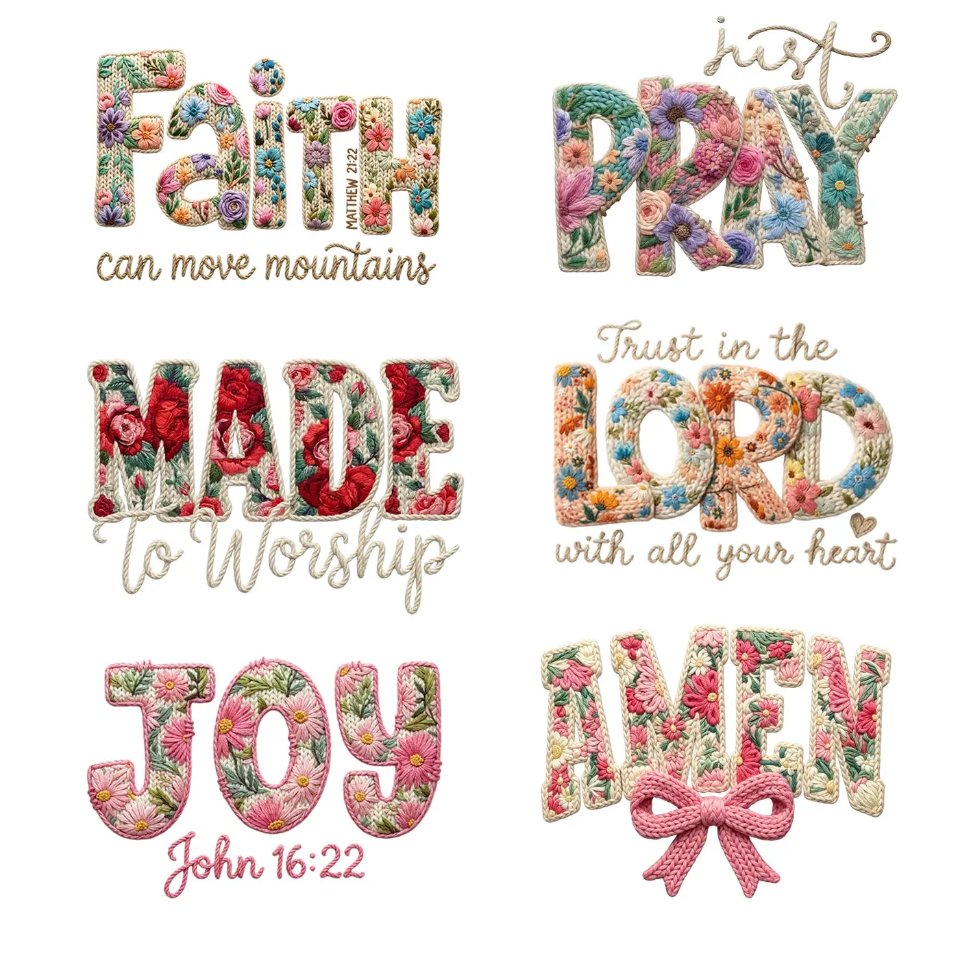 "Faith Can Move Mountains" DTF Transfer - Christian Inspiration Vibes - Trust In The Lord · John 16:22 - Suitable For T-shirts, Bags & Fabric Decor, Washable Iron-On Stickers, Christian Faith Heat Transfer Decals