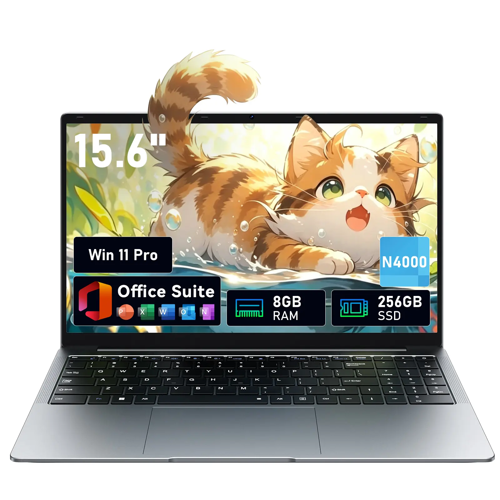 15.6" Laptop Computer DDR4 8GB RAM 256GB SSD,Windows 11 Pro,traditional laptop computers with N4000 (Up to 2.60 GH) 15.6 Inch FHD Display 1920*1080,Lightweight Lap top-For Students/Commuters/Business