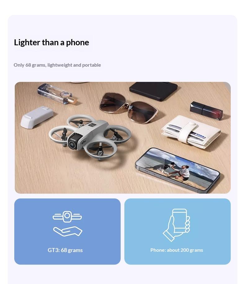 Small UAV Drone Optical Flow Positioning Stable Hovering Flight Dual Camera Aerial Photography Quadcopter Propeller Guard Foldable Design Easy Control Beginner Friendly Outdoor Flying Toy