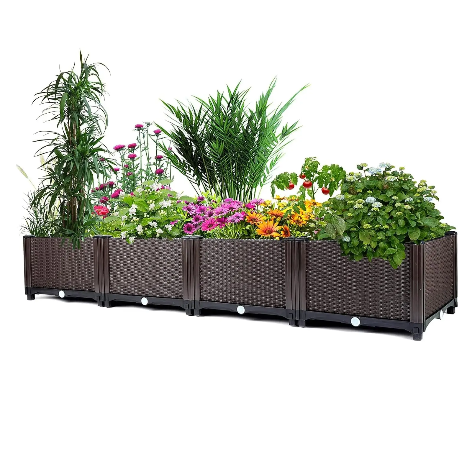 Garvee 63"x16"x8" Deep PP Plastic Elevated Planter Box, Self-Watering Rectangular Outdoor Gardening Supply with Drainage Plug for Deck/Patio, Ideal for Busy Gardeners (Elevated Planting Boxes), Deep 8"