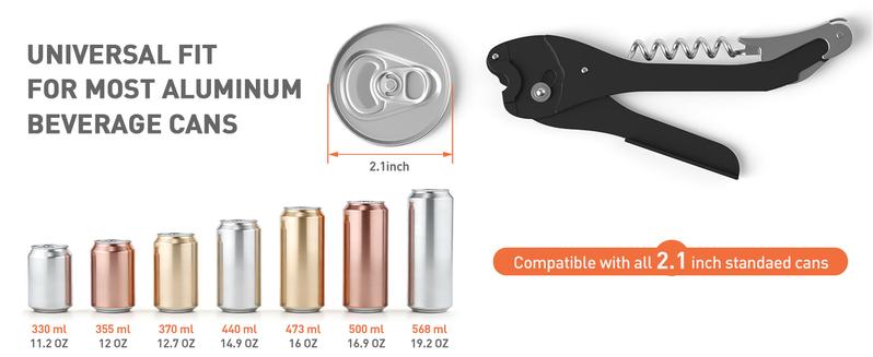 Ikkle All-Purpose Portable Can Opener Ideal for 7.5 to 25 oz. cans of beer, soda, and wine Beer bottle opener Kitchen essential Smooth aluminum surface Effortlessly opens cans without leaving debris Safe and portable Reliable non-slip design Ikkle All-Purpose Portable Can Opener Ideal for 7.5 to 25 oz. cans of beer, soda, and wine Beer bottle opener Kitchen essential Smooth aluminum surface Effortlessly opens cans without leaving debris Safe and portable Reliable non-slip design