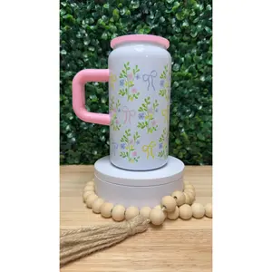 Pastel Spring Flowers & Bows Stainless Steel Tumbler W/Handle