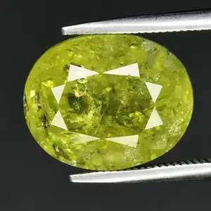 7.15ct ETW Green Grossular Garnet Gemstone – Oval Cut