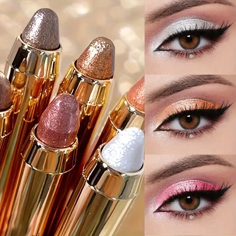 Eyeshadow Sticks Set of 6 - Long-lasting Waterproof Makeup with a Pearlescent Glow, Cosmetic with 5 to 8 Shimmer & Matte Shades, Glitter Beauty, Glam Pack Glitter, High Shine