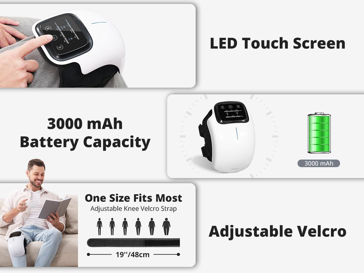Medcursor Cordless 3-IN-1 Heated Knee Massager with LED Touch Screen 3 Vibration Modes & 3 Heating Levels Ergonomic Design for Comfortable Relaxation Ideal Mother's Day Gift for Parents Adjustable Settings Medcursor Cordless 3-IN-1 Heated Knee Massager with LED Touch Screen 3 Vibration Modes & 3 Heating Levels Ergonomic Design for Comfortable Relaxation Ideal Mother's Day Gift for Parents Adjustable Settings