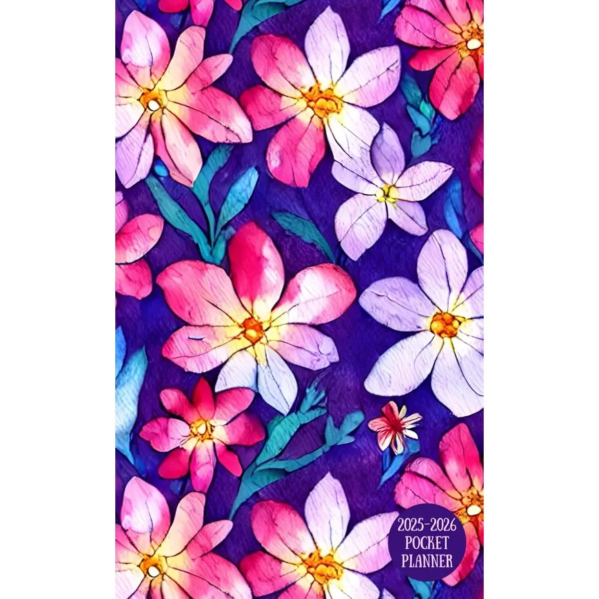 2025-2026 Pocket Planner: 2-Year Monthly Mini Calendar Book for Purse (Pink & Purple Flowers) Paperback – October 23, 2024