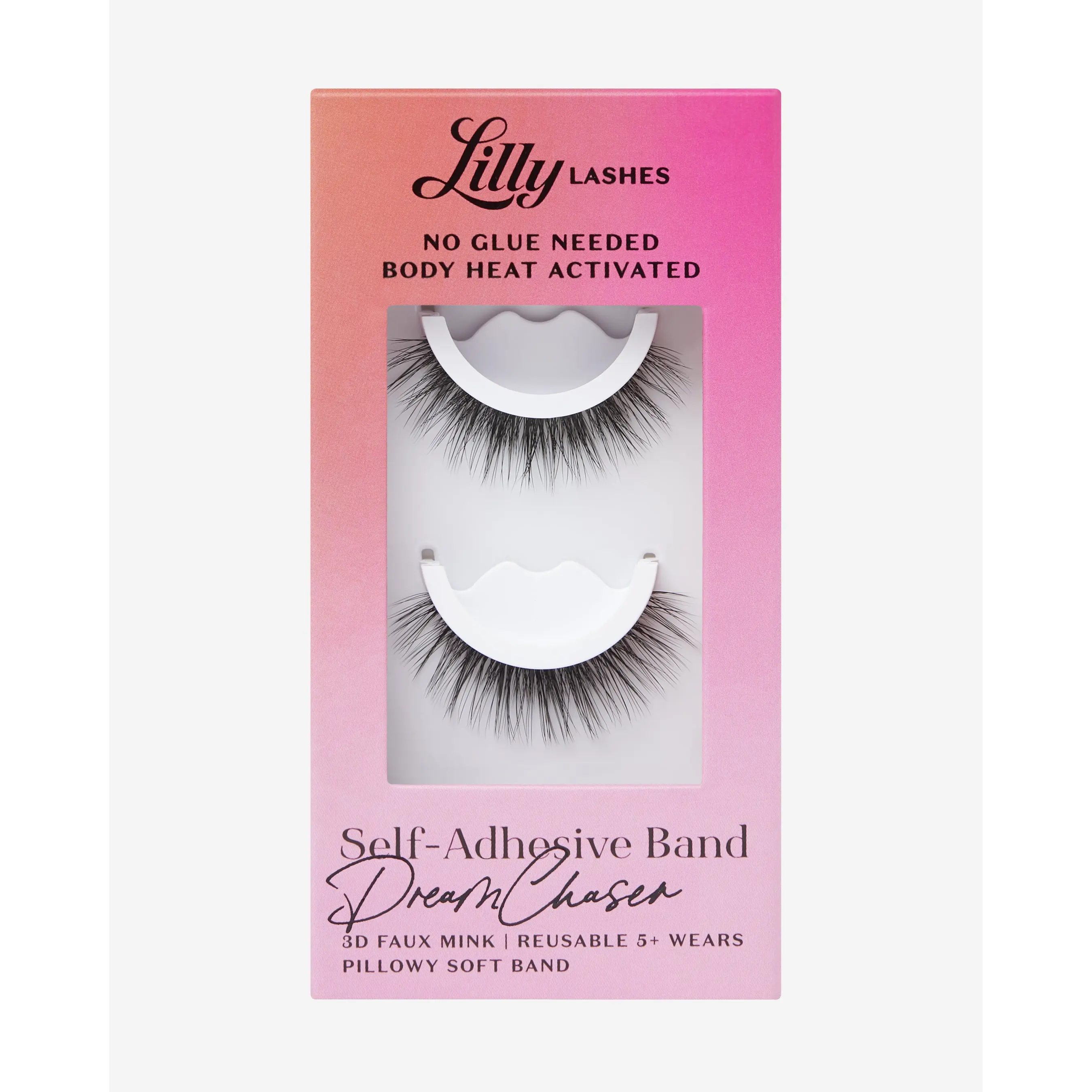 Self-Adhesive Eyelashes DreamChaser | Lilly Lashes 3D Faux Mink | No Glue Needed, Body Heat Activated
