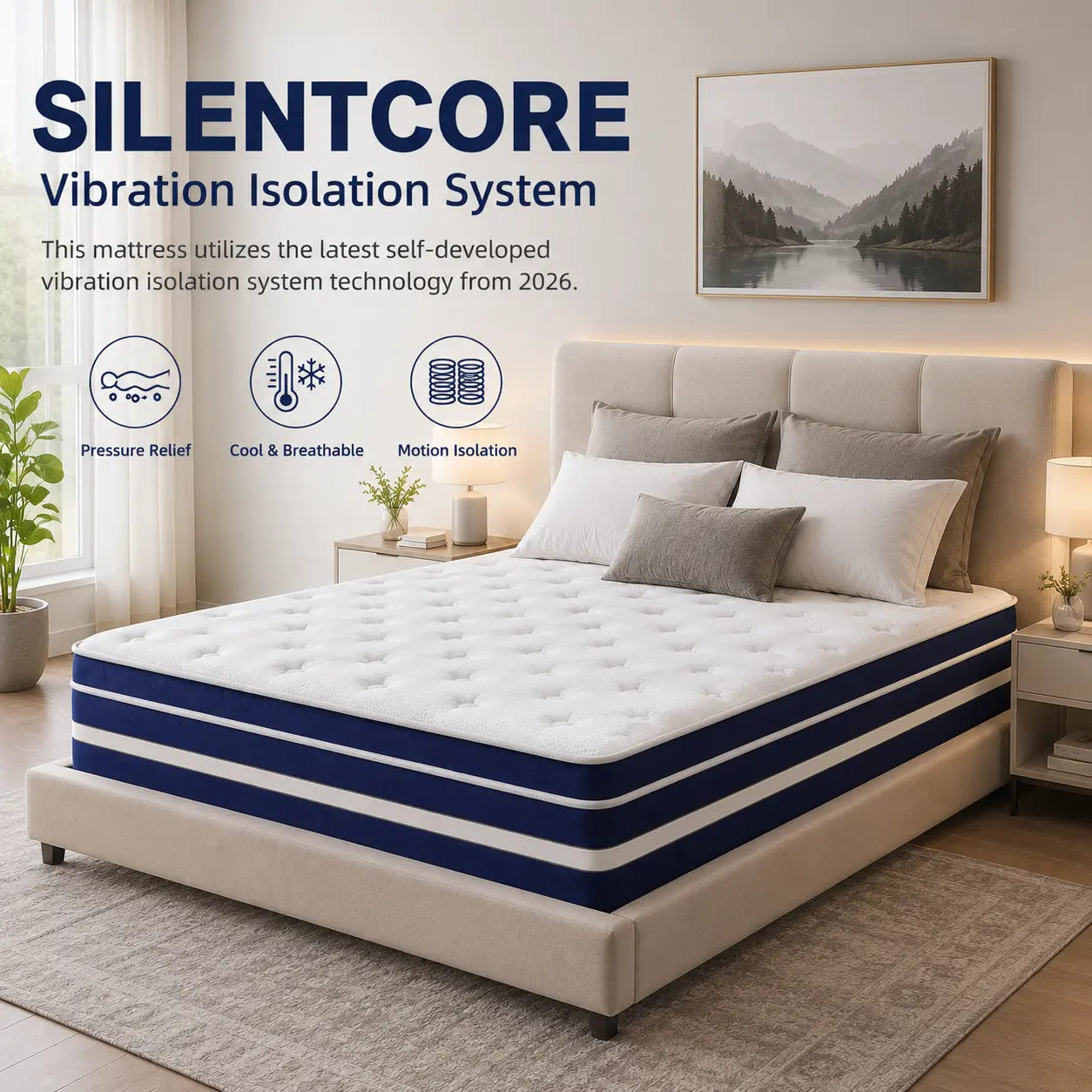 10/12/14 Inch Gel Memory Foam Hybrid Mattress with Independent Pocket Springs, Fiberglass-Free, Medium Firm, Ergonomic Pressure Relief, Cool Sleep, Mattress in a Box, Twin/Full/Queen/King