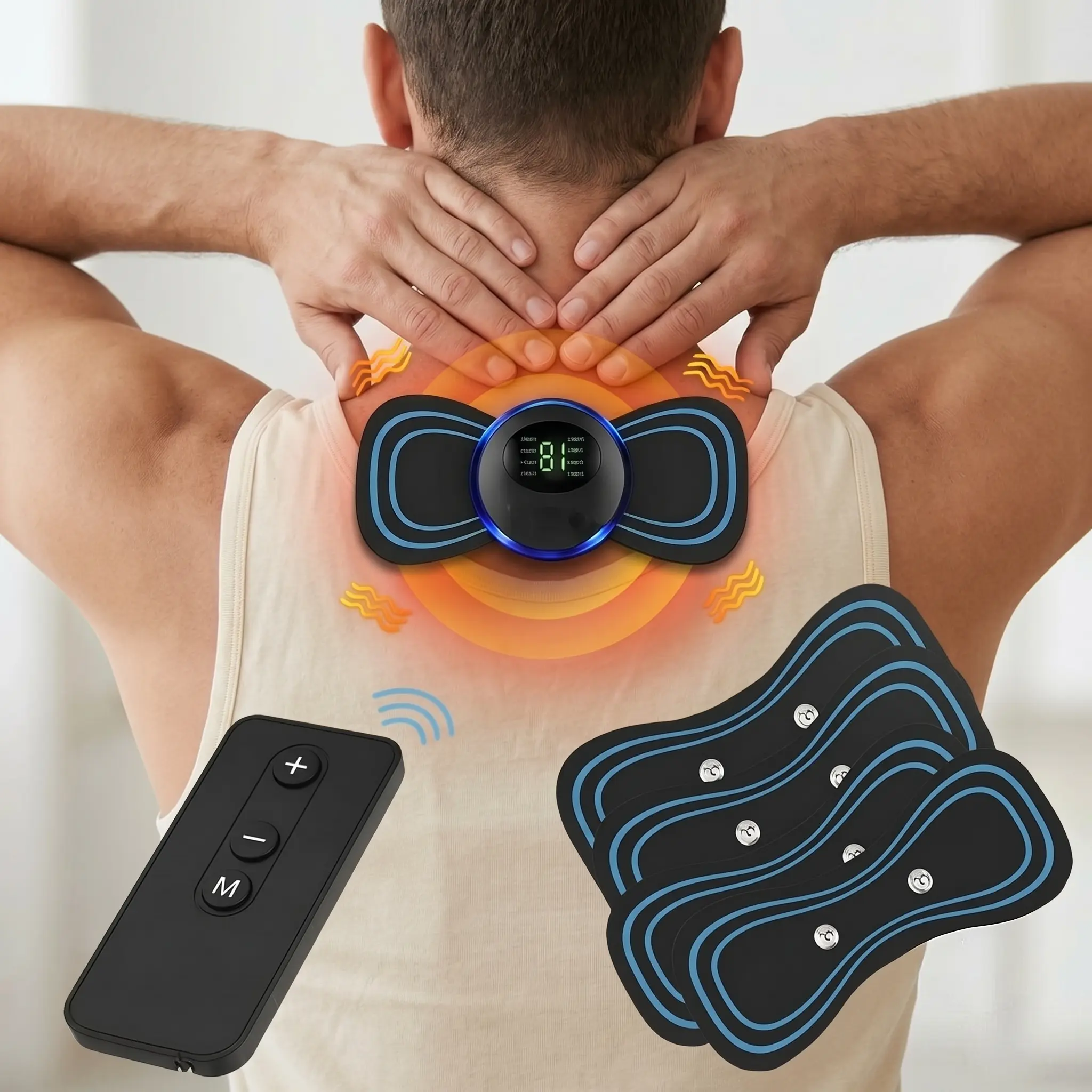 [Flash Sale] TENS Muscle Stimulator Massage Patch with 5 Pads & Remote, 19 Levels, 8 Modes for Shoulder & Neck Relief, Personal Care Massage Device, Father’s Day Gift for Men & Women, Massage Devices, Battery-Powered Wireless Massage Devices
