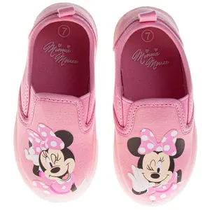 Minnie Mouse Slip On Canvas Girls Polka Dot No-Lace Design Everyday Wear Comfortable Durable Sole (Toddler / Little Kid)
